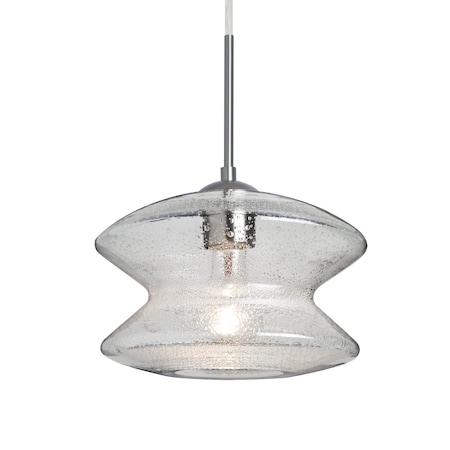 Besa Lighting Zen Cord Pendant, Clear Bubble, Satin Nickel Finish, 1x60W Incandescent 1JT-ZENCL-SN
